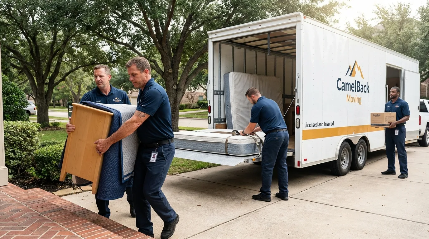 Crew loading residential truck for cross-state move from Willard, OH